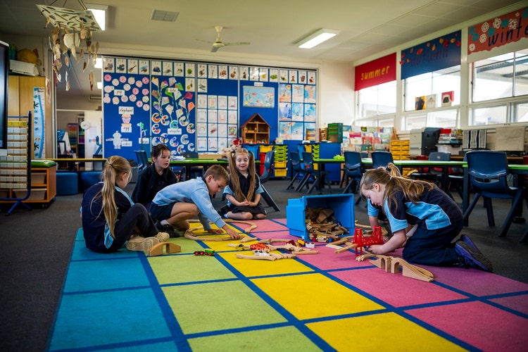 Students enjoy free time in the classroom.
