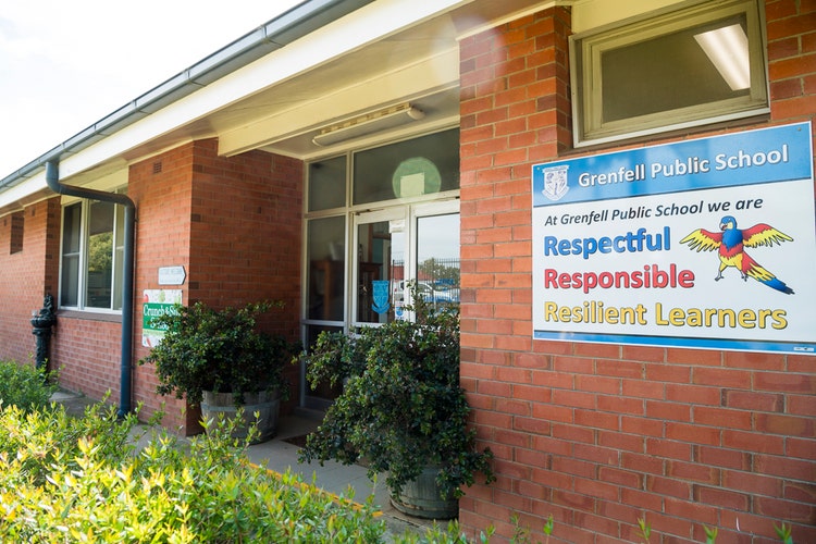 A view of the front of the administration block.